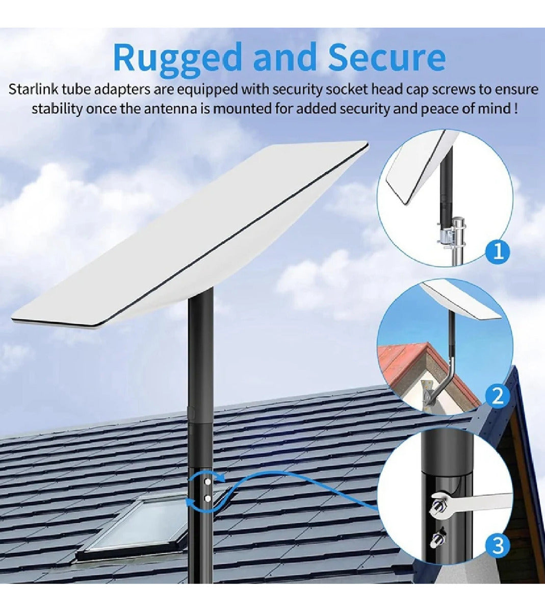 Base Ajustável Alumínio P/ Antena Starlink V2 Externa