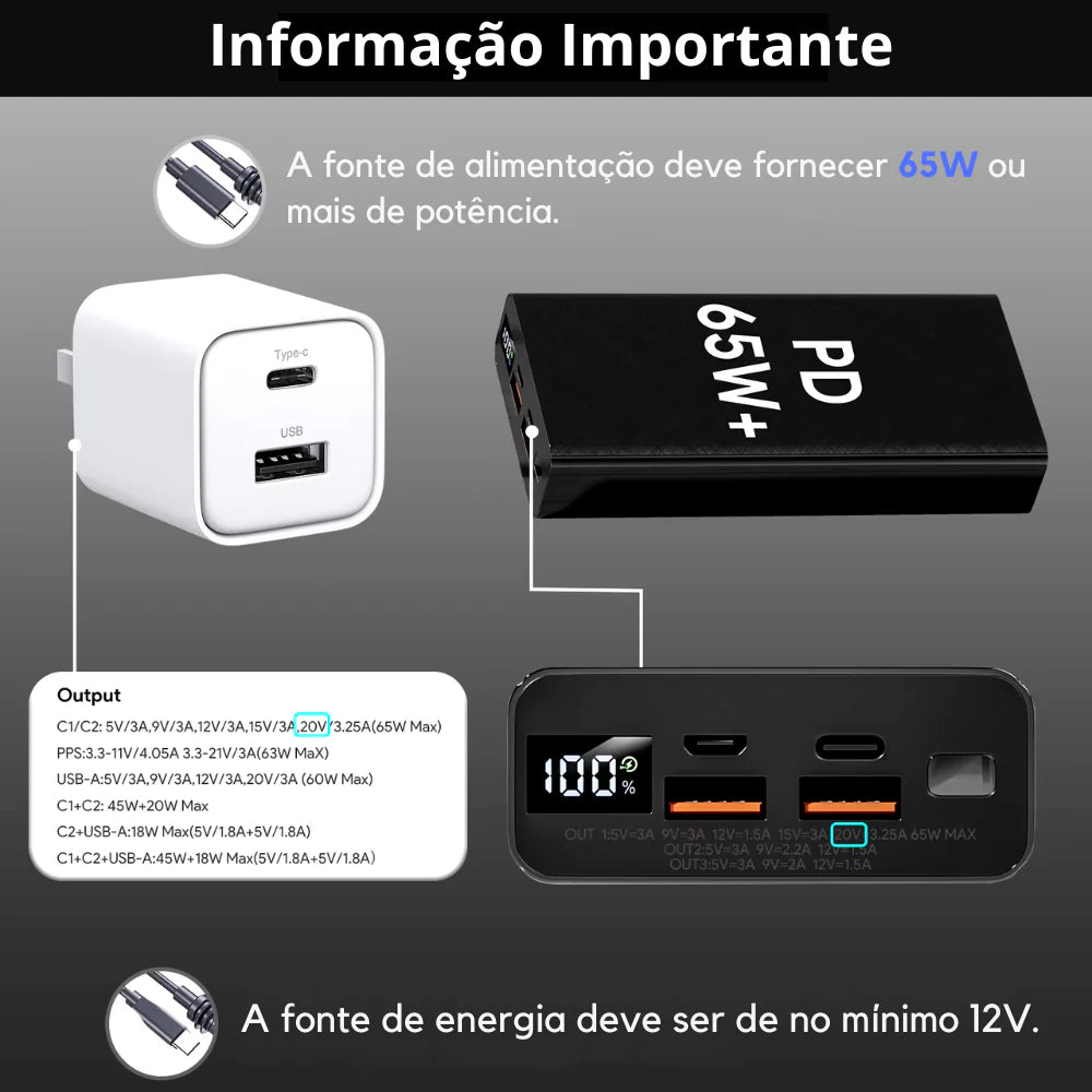 Cabo Starlink Mini 3 Metros Tipo C 100w Compatível