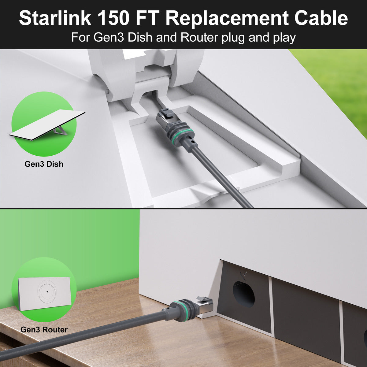 Cabo Extensor Starlink V3 10m Reforçado Uso Externo Ethernet