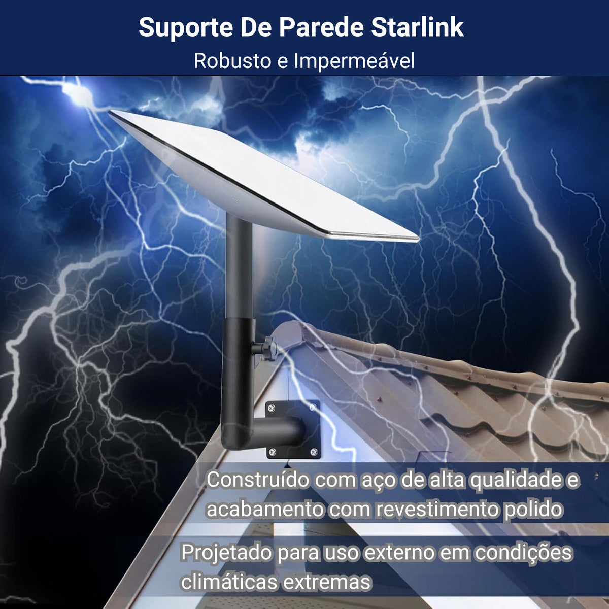 Suporte Mastro Fixação Parede Telhado Antena Starlink V2