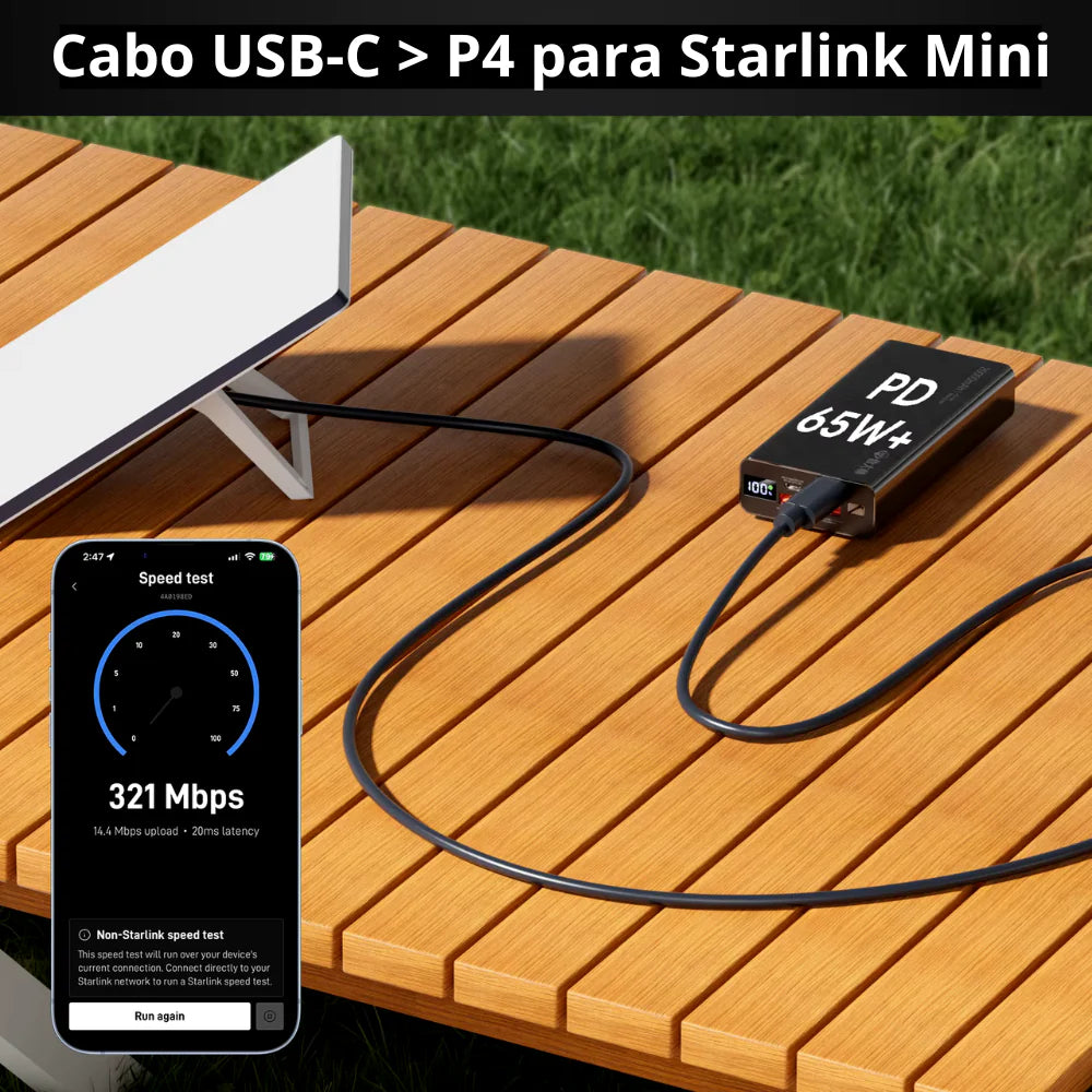 Cabo Starlink Mini 3 Metros Tipo C 100w Compatível