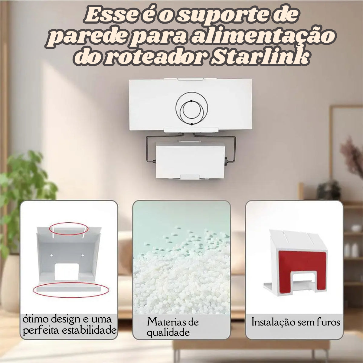 Suporte De Parede P/ Alimentação Do Roteador Starlink Gen 3