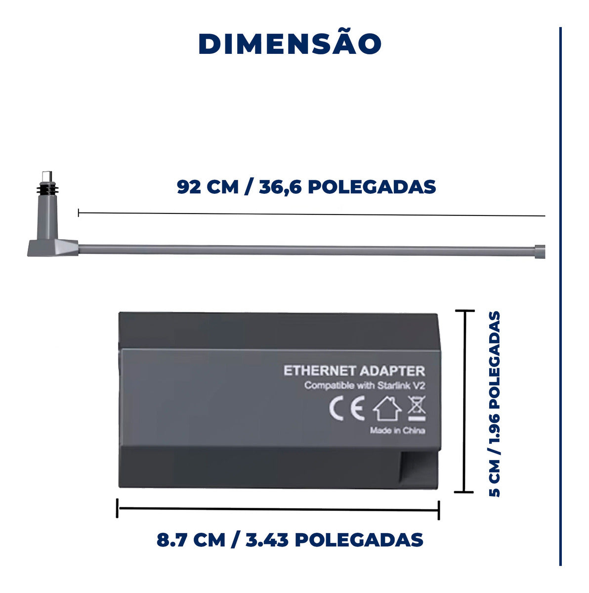 Adaptador Starlink V2 Rj45 Internet Satélite 1200 Mbps