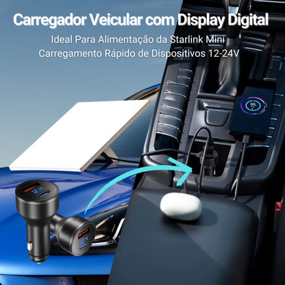 Cabo Alimentação Starlink Mini Usb Tipoc 3m Carro P/ Celular