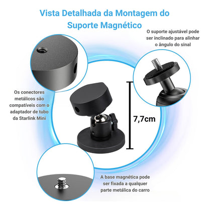 Suporte Magnético Articulado Starlink Mini Ajustavel Carro