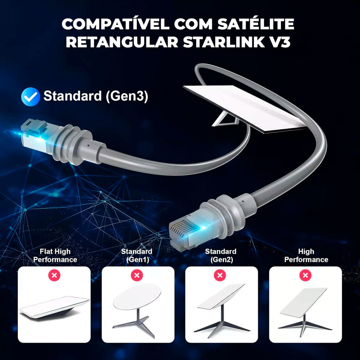 Cabo Extensor Starlink V3 10m Reforçado Uso Externo Ethernet